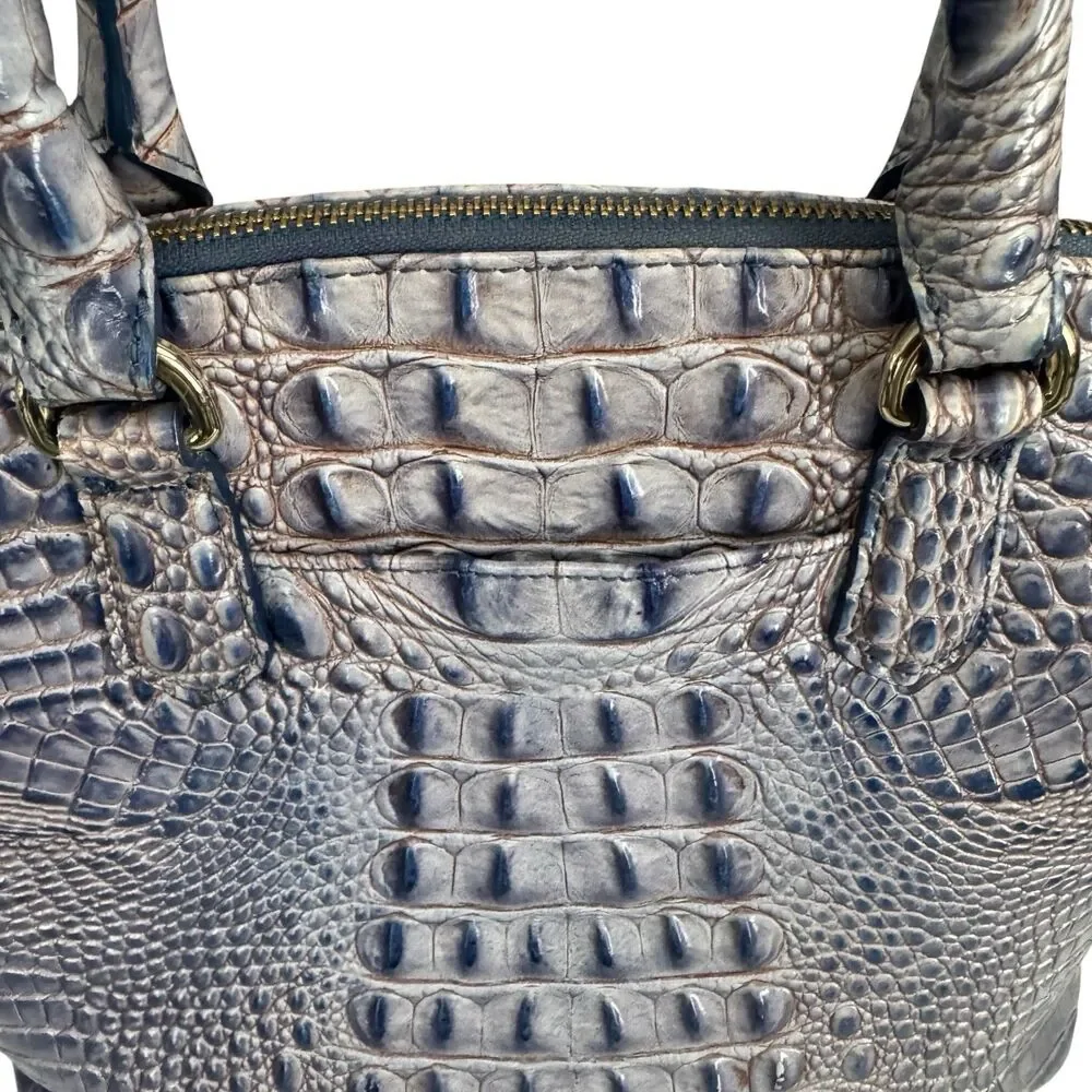 Brahmin Large Duxbury Dome Satchel Purple Ombre Shimmer‎ Croc Embossed Purse